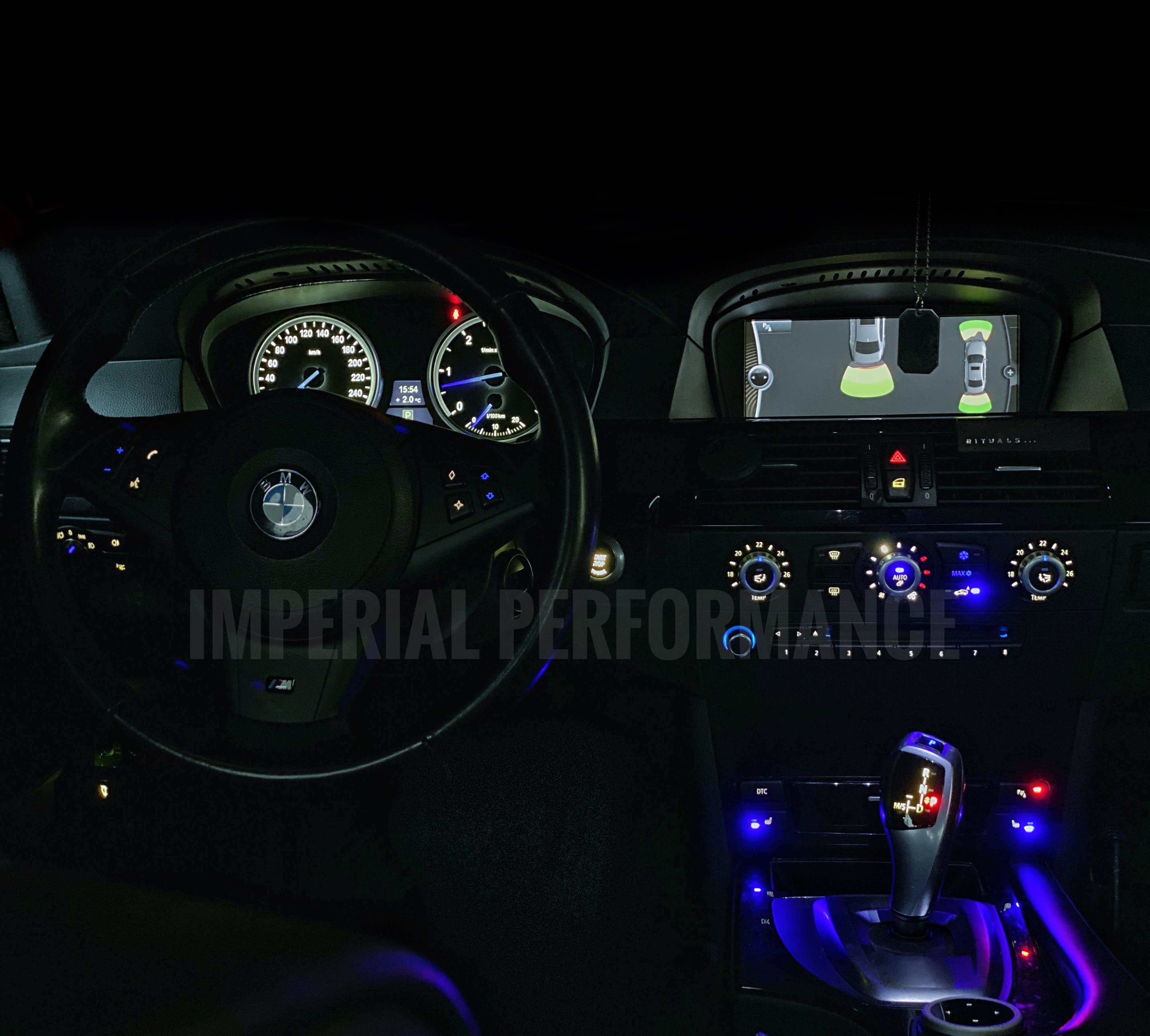 Umlötung BMW E60 Innenraum weiße und blaue Tastenbeleuchtung