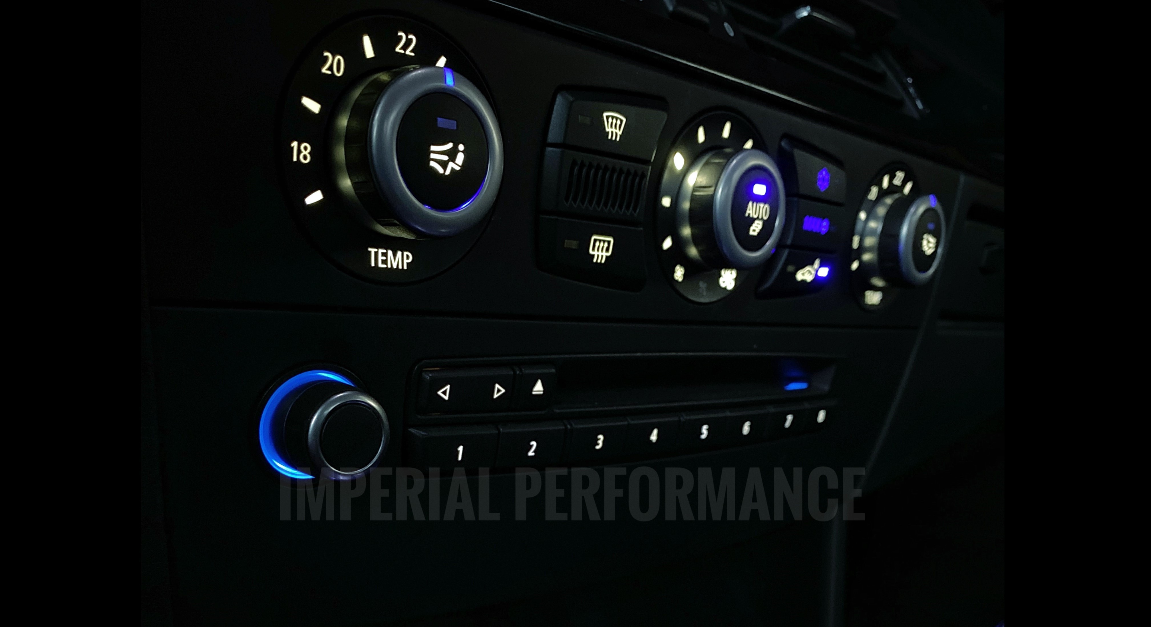 Umlötung BMW E60 Klimabedienteil und Navi weiße und blaue Tasten